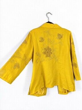 La Rea Collection Ramie Jacket S Embroidered Beaded Art to Wear Boho Statement